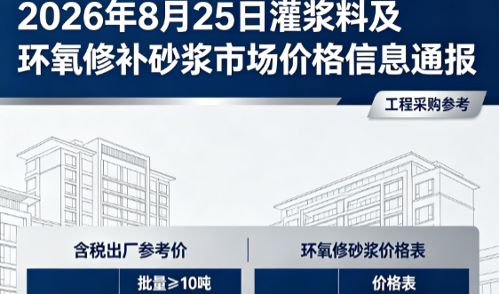 开阳2026年8月25日灌浆料及环氧修补砂浆市场价格信息通报